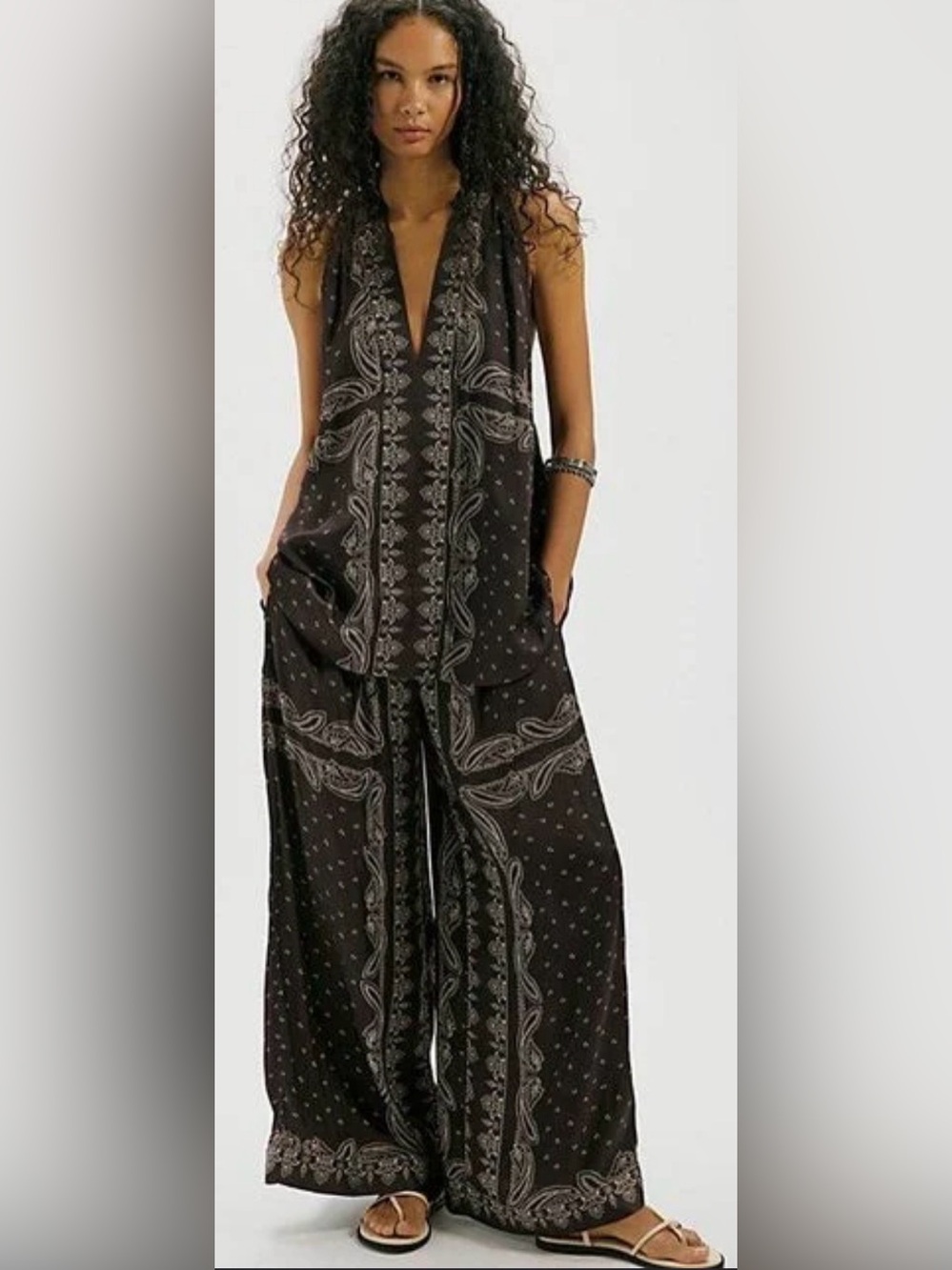 NWT Free People Soleil Paisley Wide-Leg Pant Set